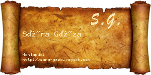 Sára Géza névjegykártya