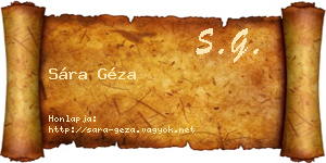 Sára Géza névjegykártya